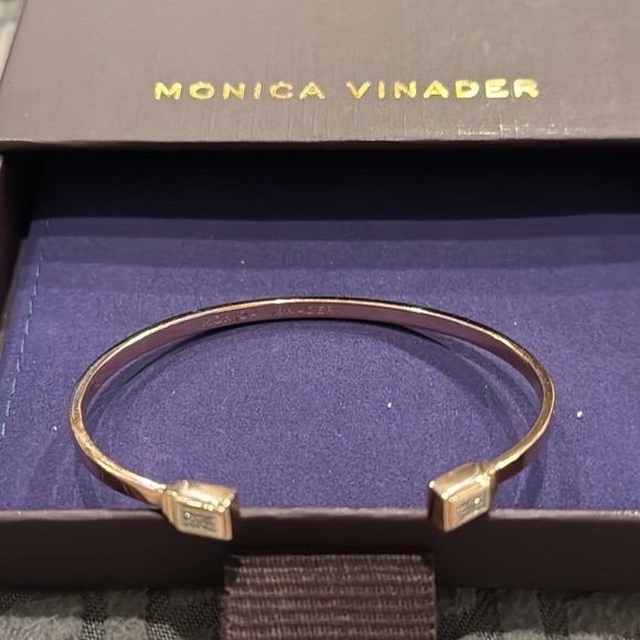 Monica Vinader Baja Deco Thin Diamond Cuff Bangle18K  Rose Gold Vermeil - Picture 3 of 6